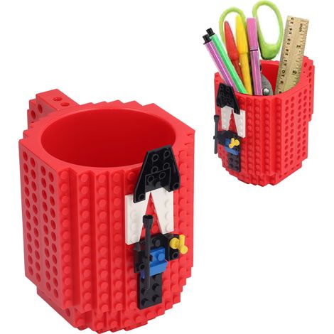 Tasse à assembler soi-même avec des blocs de construction (tasse à café avec blocs de construction) rouge (1/5)