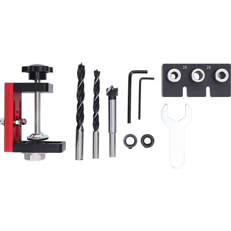 ViaGasaFamido 3-in-1 Taschenlochbohrlehren-Set, Aluminiumlegierung mit verstellbarer Dübelführung, 8 mm, 10 mm, 15 mm Bohrer für Holzbearbeitungsprojekte