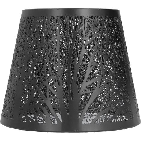Abat-jour en fer forgé sculpté en forme d'arbre de forêt, douille E27, mini abat-jour pour lampe de table, décoration de chambre ou de chevet, noir (1/5)