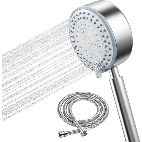 Pommeau de Douche, Pommeau Douche Economiseur D'eau avec Tuyau 1.5M Douchette Douche Aalle de Bain Economie d'Eau Haute Pression en Acier Inoxydable 304 Installation et Nettoyage Faciles (1/5)