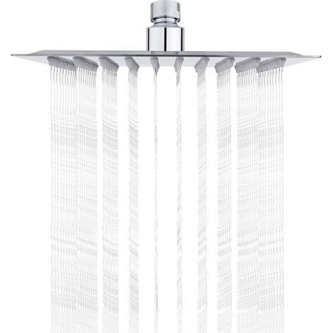 autres – Pommeau de douche carré 20 cm en acier inoxydable – Filetage universel 1/2' – Rotation 360° – Économie d'eau 30% (1/4)