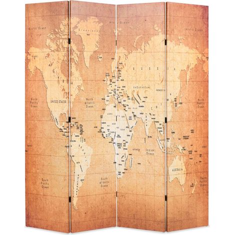 Schermo divisorio divisorio decorazione murale mobili pieghevoli 160 cm mappamondo giallo 0802039/2