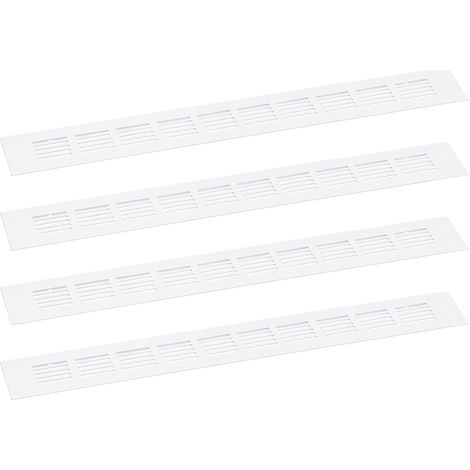 Grilles de ventilation rectangulaires en alliage d'aluminium, 4 pièces 400 x 50 mm, pour armoire à chaussures (blanc) (1/5)