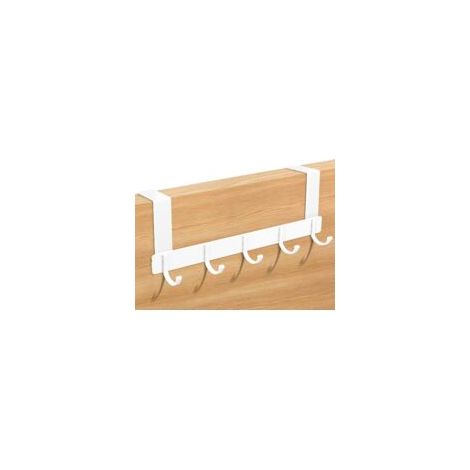 Türhänger-Garderobe, Türhaken mit 5 Haken, Türschwellenhaken für Küche, Schlafzimmer, Badezimmer (Weiß) - Crezuo