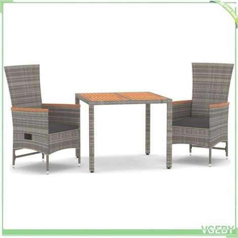 Ensemble de salle à manger de jardin - FAFEICY - 3157546 - Résine tressée gris - Cadre acier peint - Table carrée 90x90 cm (1/5)