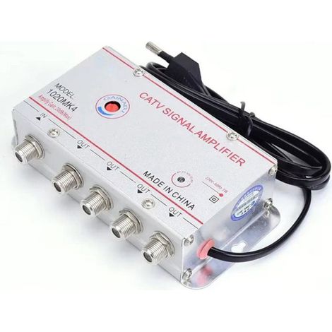 Amplificateur Répartiteur TV - 20 dB - 45 MHz à 860 MHz - 1 Entrée 4 Sorties - Prise UE - 2 Pièces (1/5)