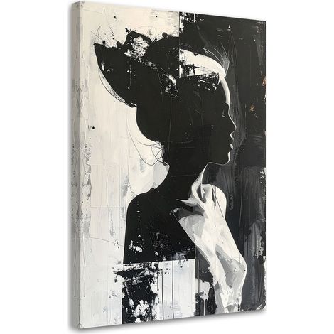 Leinwandbilder Schwarz-weißes Frauenprofil in einer ausdrucksstarken Komposition 20x30 (1/5)