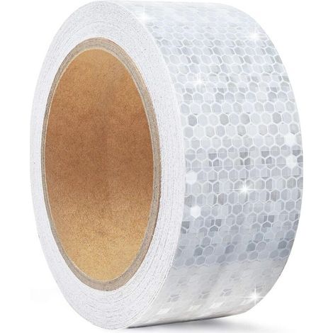 5cm x 10m Bande Reflechissante Autocollante pour L'extérieur,Bande Fluorescente Casque Moto,Blanche Ruban de Sécurité Réfléchissant étanche,Bande D'avertissement pour Voitures,Camions (1/4)