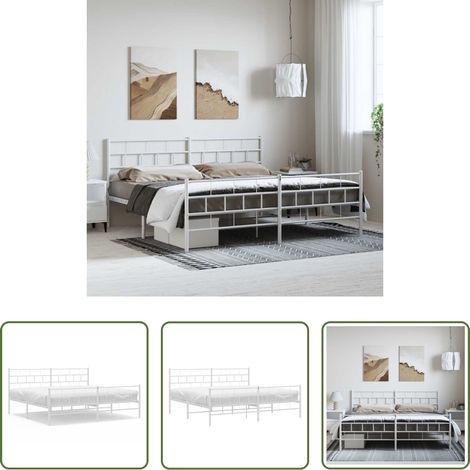 vidaXL Lit métallique - Cadre de lit métal sans matelas et pied de lit blanc 183x213 cm (1/5)