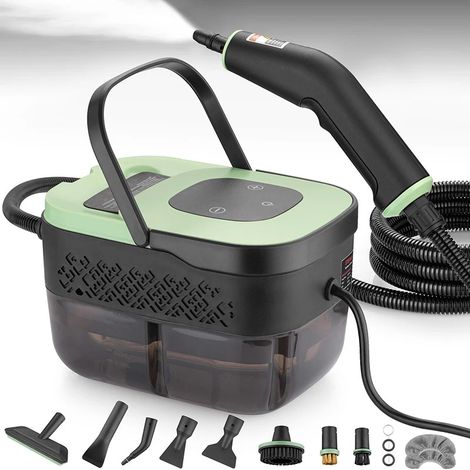 105 ° C Nettoyeur vapeur haute pression, chaleur rapide 15s, 6 niveaux, comprend des accessoires et des pièces détachées, pour tissus, appareils électroménagers, hottes, Vert (1/4)