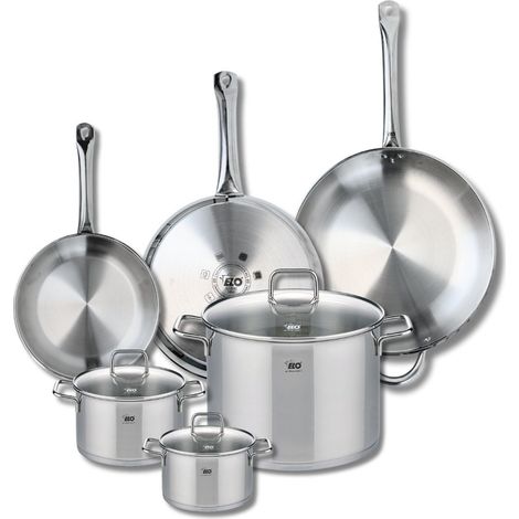 Ensemble de 3 Poêles de cuisson 24, 28 et 32 cm et 3 faitouts 14, 16 et 26 cm Elo Profi Citrin (1/5)