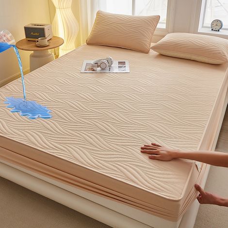 Filiyano-Protège-matelas imperméable à motif feuille de saule (Kaki/180X220cm) (1/4)
