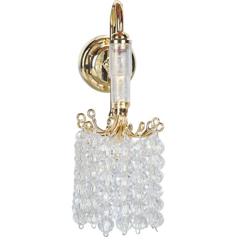 Lampe murale miniature pour maison de poupée à l'échelle 1:12, ornée de perles, alimentée par une pile de 130 mAh. Couleur or. (1/5)