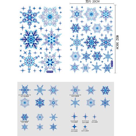 Autocollants statiques flocons de neige de Noël, autocollants décoratifs de Noël pour vitres, décorations de fenêtre pour le Nouvel An, autocollants flocons de neige dorés et argentés pour fenêtres.