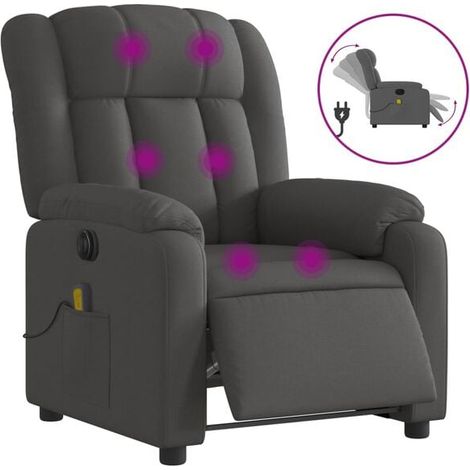 Chaise longue électrique avec fonction de massage intégrée – Revêtement en tissu gris foncé, réglage inclinable motorisé, confort ergonomique haut de gamme (1/5)