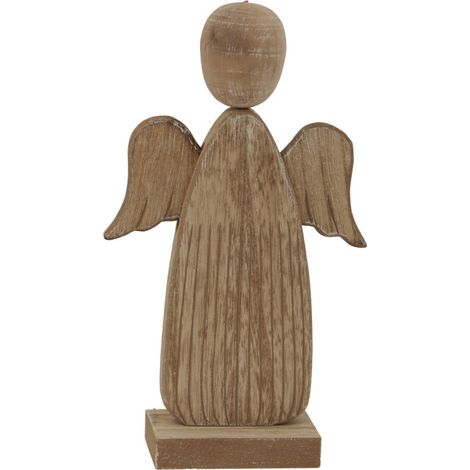 Large Natural Rustic Angel Decoration - Wood - L5 x W13 x H23 cm - Brown