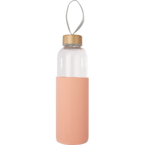 Interiors by Premier Spacious Glass Mug With Peach Pink Silicone Sleeve, Easily Maintained Glass Mug, Versatile Clear Glass Mugs (1/5)