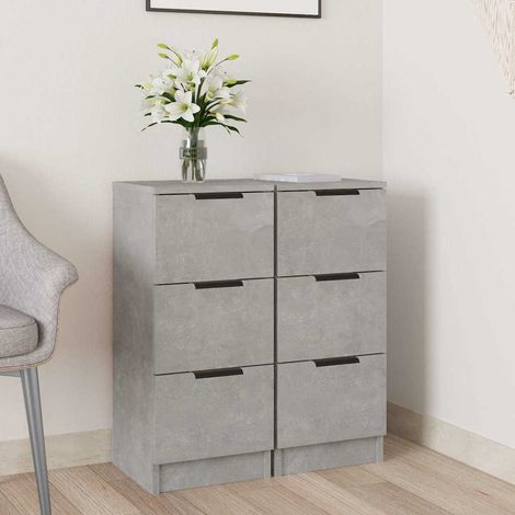 Lot de 2 Buffets Bahut Meubles de rangement Commode Gris béton 30x30x70 cm Bois d'ingénierie BV845889 - BonneVie (1/5)