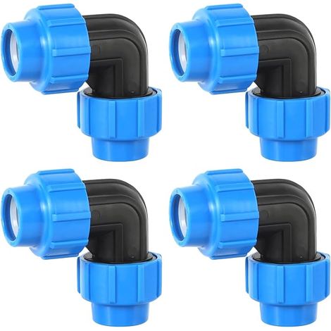 Raccord PP pour Tube PE 25mm, Raccords De Plomberie Coudés Pour Tuyau D’eau Pe De Compression, Connecteur Plastique Pp Raccord Pour Installations Intérieures Et Extérieures 4 Pièces (1/5)
