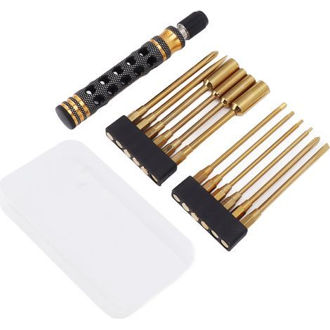 Schraubendreher-Reparaturset, 12-in-1-Druckschraubendreher, hochfester, ergonomischer Multi-Bit-Schraubendreher für Auto, Drohne, RC-Modell (1/5)