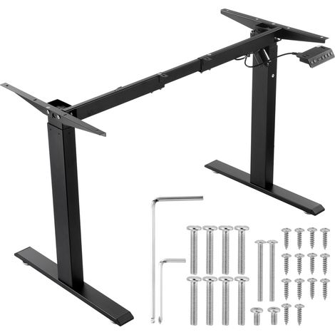 VEVOR Marco de Escritorio de Pie Altura Ajustable 70-117 cm Patas Electricas para Escritorio Longitud de 90-135 cm Base Ergonómica para Estación de Trabajo para Hogar, Oficina, Solo Marco, Negro