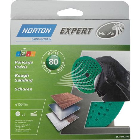 Packung mit 5 Norton Schleifscheiben, 150 mm, Körnung 80 Norton (1/3)