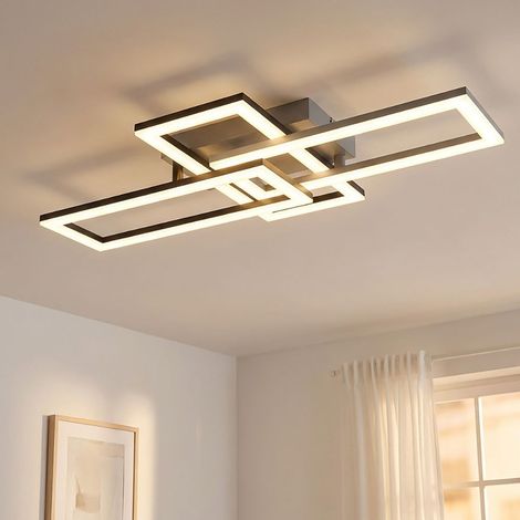 Plafoniera Plafoniera LED da soggiorno grigio opale regolabile L 61,4 cm