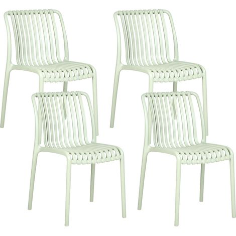 Set di 4 sedie da pranzo in plastica senza braccioli impilabili Verde chiaro Ariccia