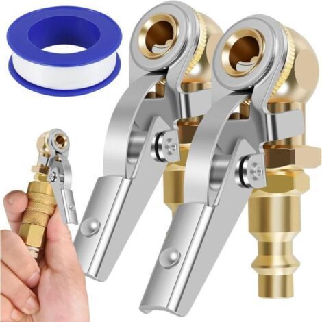 Lot de 2 bouchons de levier de valve de voiture Air Chuck 1/4" NPT en laiton - Raccord rapide avec clip 150-250 MPa 8 mm - Adaptateur Air Chuck pour vélos, motos, voitures, camions (1/5)