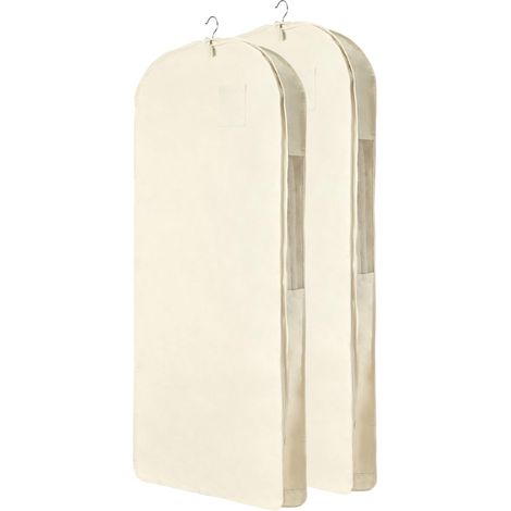 Lot de 2 Housses de Rangement pour Vêtements en Coton Respirant – Protège-Épaules et Anti-Poussière pour Dressing – Costumes, Vestes, Manteaux, Robes Longues (60×130 cm)