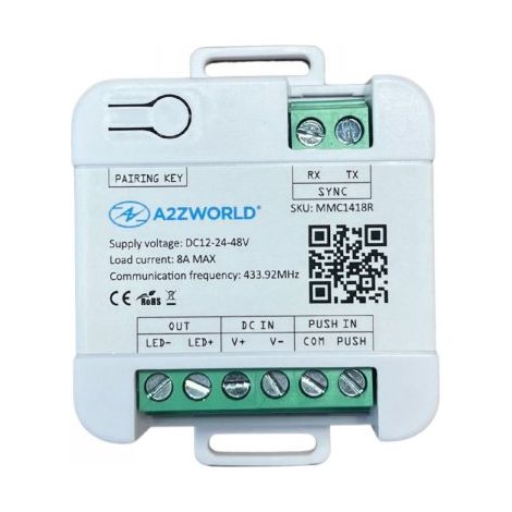 LED Dimmer Con Pulsante e RF 433MHz Via Radio, Regolatore di Intensità 12V 24V 48V 8A, Controllo Wireless, IP20