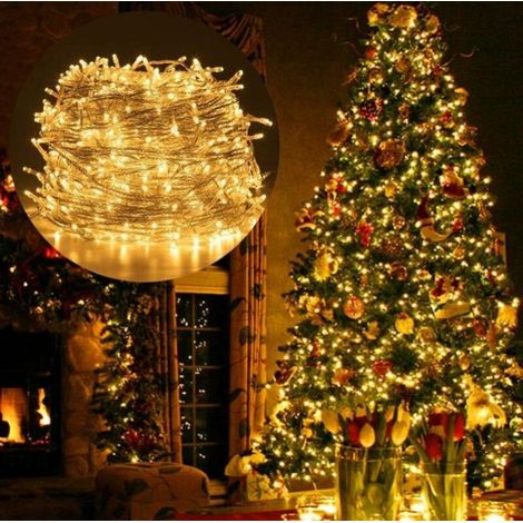 Guirlande Lumineuses Led 100M 1000Leds Extérieur, Eclairage Lumineux Décoration Noël Avec 8 Modes, Ip44 Étanche - Blanche Chaude (1/4)
