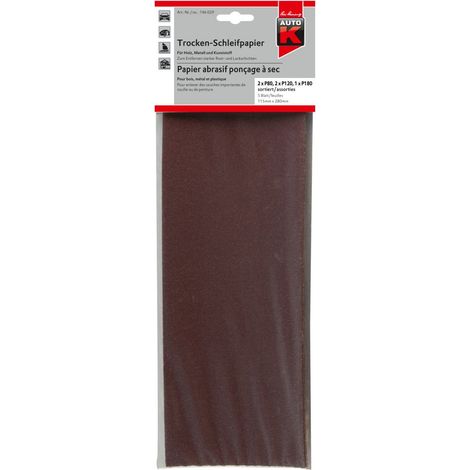 Auto-K Trocken-Schleifpapier 2 x P 80/P 120, 1 x P 180 Schleifen Schmirgelpapier