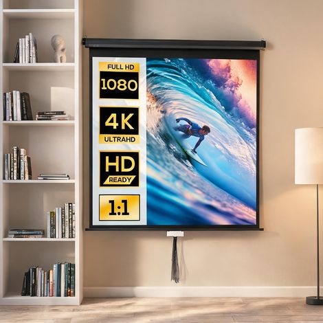 Toile de projection 152 x 152 cm avec rapport 1:1 et Ultra HD 4K (1/5)