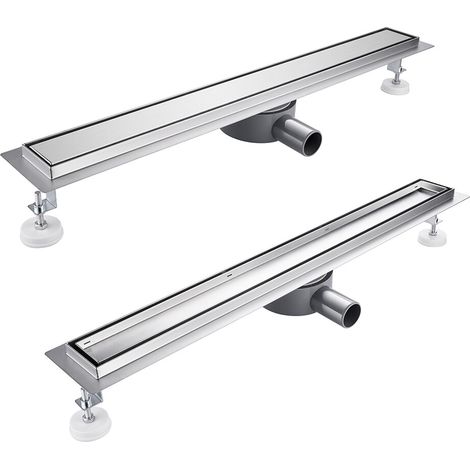 Duschrinne komplettset 80cm, Siphon mit Geruchsstop und Haarsieb Duschrinne Komplettset Edelstahl Bodenablauf für Duschkabine Duschwand - 360 Grad Befliesbar (1/5)