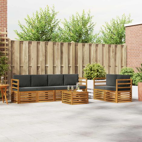 vidaXL Outdoor-Sofagarnitur mit Kissen 7 pcs Natur und Anthrazit (1/5)