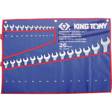 Jeu de 26 clés plates mixtes 6-32mm – Étui de rangement inclus – Pour professionnels – KING TONY