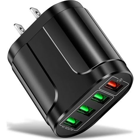 Chargeur/adaptateur pour téléphone portable QC3.0 à 4 ports USB avec éclairage et charge rapide (1/5)