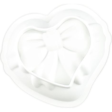 Moule en Silicone Blanc de Cœur et Noeud pour Chocolat et Bonbons, Multifonctionnel et Facile à Nettoyer, Pâtisserie Maison (1/5)