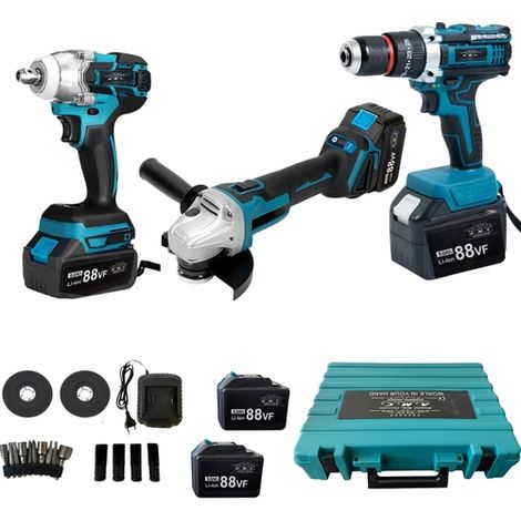 Kit Professionale 3 in 1 Avvitatore + Avvitatore a Impulsi + Smerigliatrice 88V (1/5)