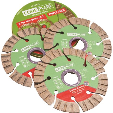 Coreplus CORDBGP115 115mm HTT Hybrid Diamond Grinder Blades x3 Pack XMS24TURBO (1/5)