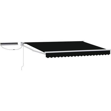 Store banne motorisé rétractable noir et blanc 3 x 2,5 mètres