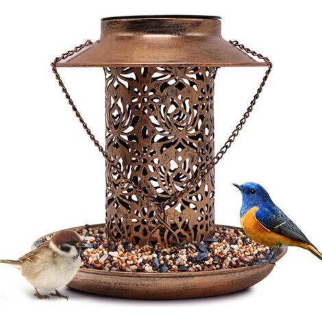 Mangeoire à oiseaux solaire, mangeoire à oiseaux en métal suspendue d'extérieur pour les amoureux des oiseaux (1/5)