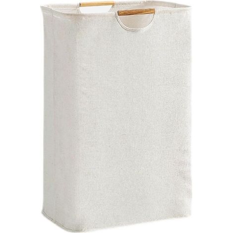 Cesto de ropa plegable de 30 x 30 x 40 cm – Asa – Revestimiento impermeable – Para ropa, toallas, juguetes – Beige puro