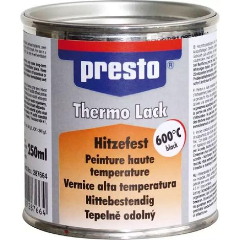 Presto – Peinture haute température 600°C – Antirouille et primaire pour métal – Pot 250 ml – Résistante aux environnements extrêmes