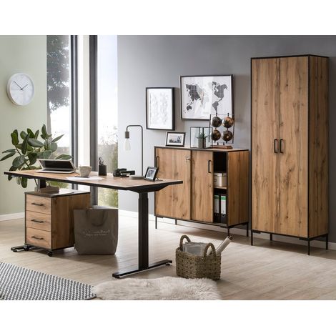 Büro Komplett Set FALUN-80 in Eiche Landhaus Nb., B/H/T: ca. 180,3/194,2/41 cm (1/5)