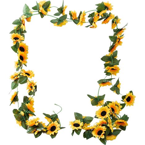 Guirlande De Tournesols Artificiels - 250 Cm - Fleur En Tissu Soyeux Avec Feuilles Vertes - Pour Décoration Intérieure Extérieure Mariage Jardin Fête (1/4)