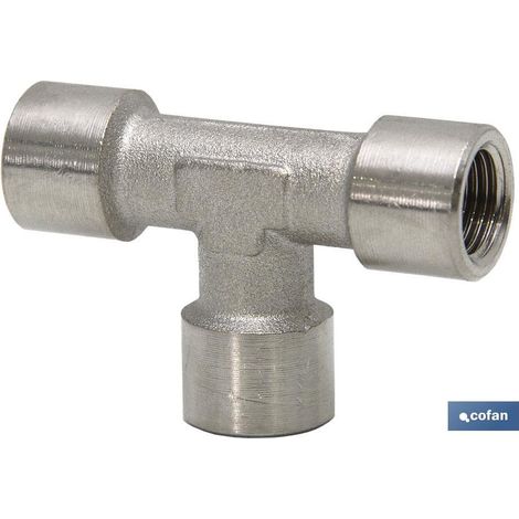 T hembra latón niquelado r-1