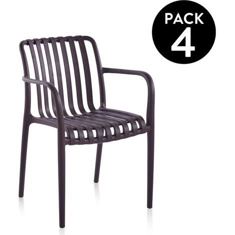 Pack 4 sillas de exterior 57,5x55,5 cm Jamie Arm Marrón 55,5cm (ancho) x 81cm (alto) (1/5)