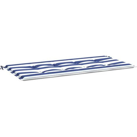 Coussin de banc de jardin à rayures bleues et blanches 100x50x4 cm